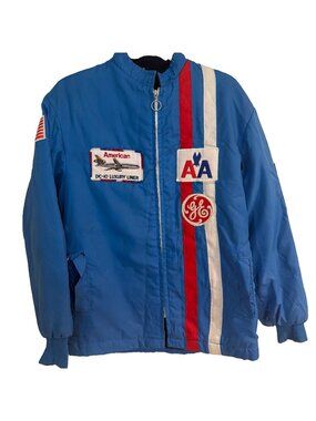 Vintage 70s 1976 AMERICAN AIRLINES DC10 Luxury LinerJacket Windbreaker Sz M